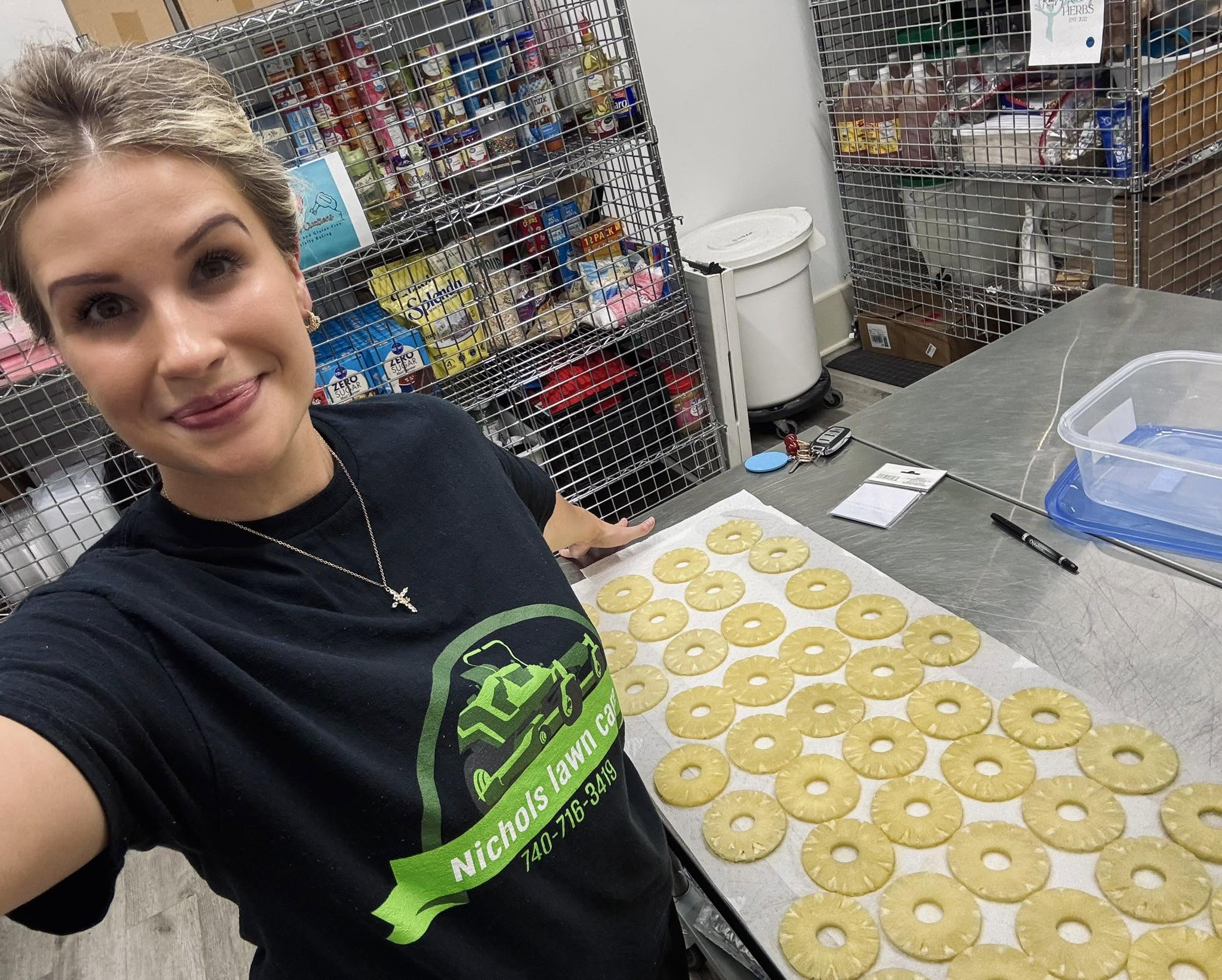 740Eatz owner in the kitchen preparing fresh desserts