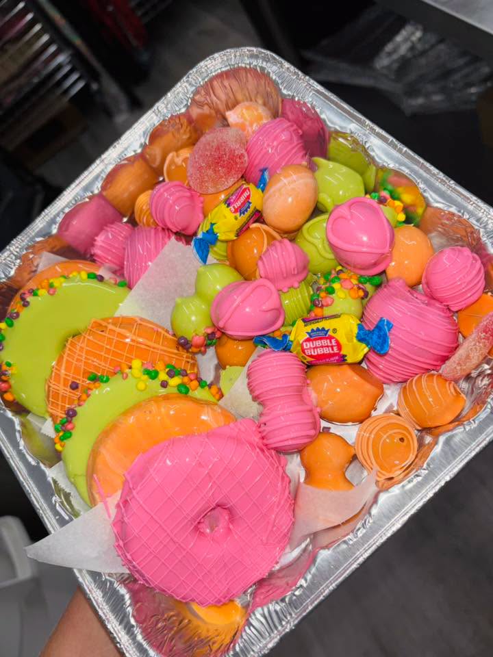 Mixed candy-coated fruit platter
