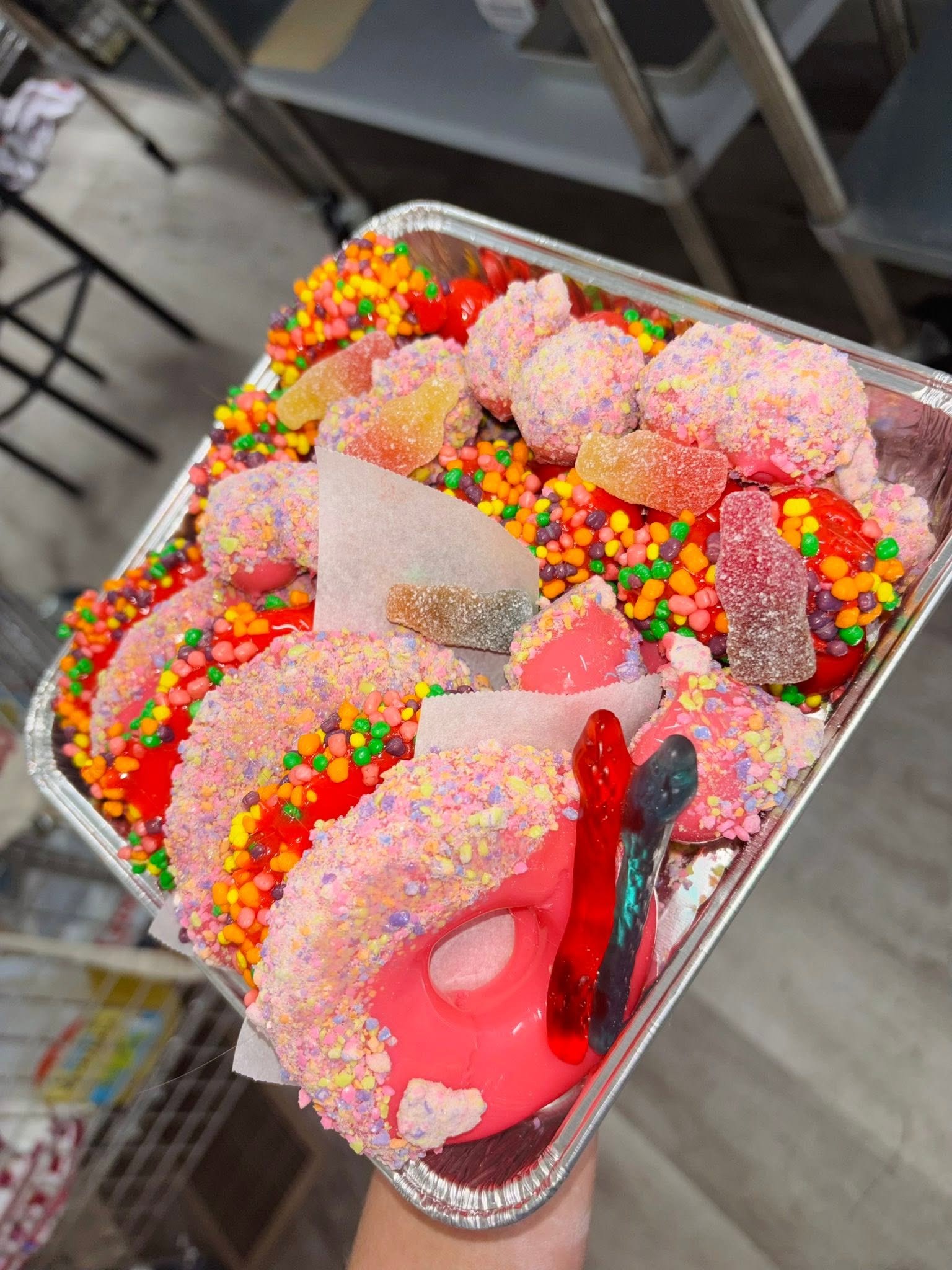 Candy-coated fruit platter variety with sprinkles